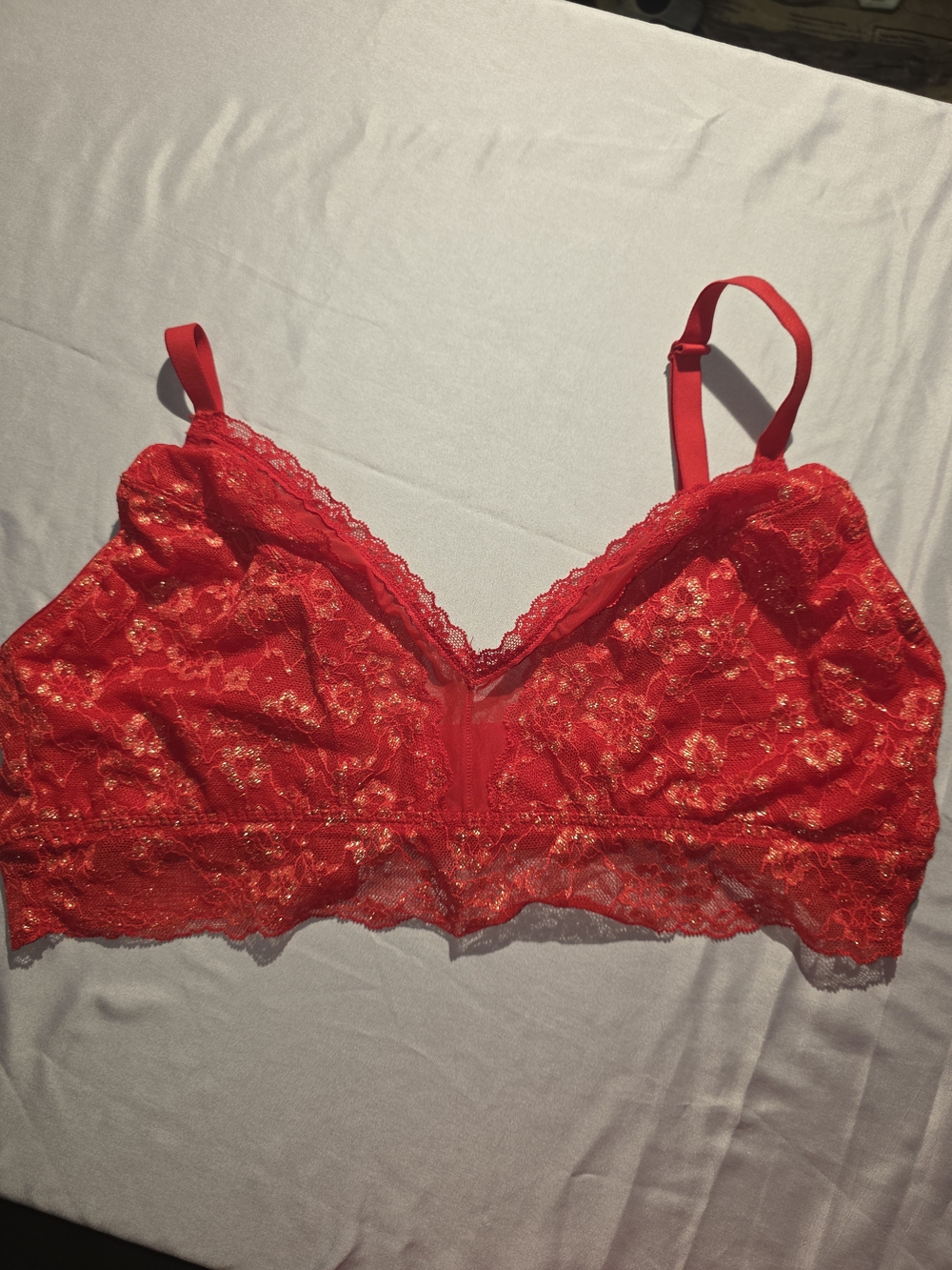 Victoria's Secret Red Lace Bralette with Floral Accents